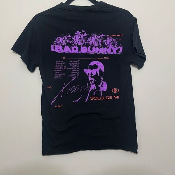 Gildan Mens Black Bad Bunny 2019 US Tour Graphic Short Sleeve T Shirt Small - Picture 1 of 5